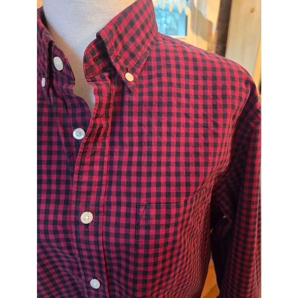 J. Crew Slim Red and Black Check Button-Down Shirt